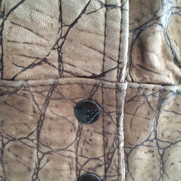 Unisex Leather Real Fur Collar Jacket Bomber Brown Large - Picture 9 of 11